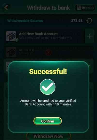 Withdrawal Success Confirmation